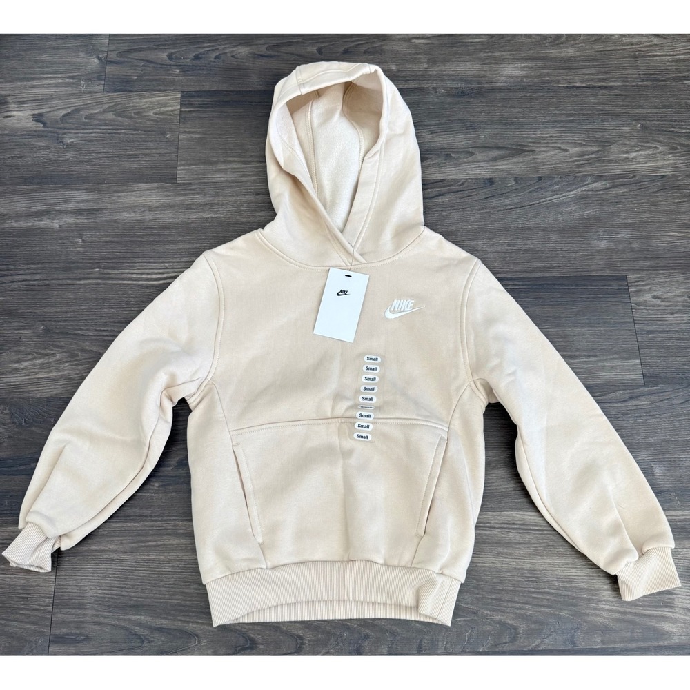 youth small Nike hoodie sweatshirt beige back to school NWT activewear